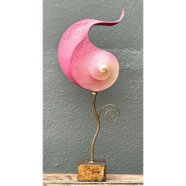 Vintage Italian Paper Nautilus Shell Lamp For Sale - Image 11 of 12