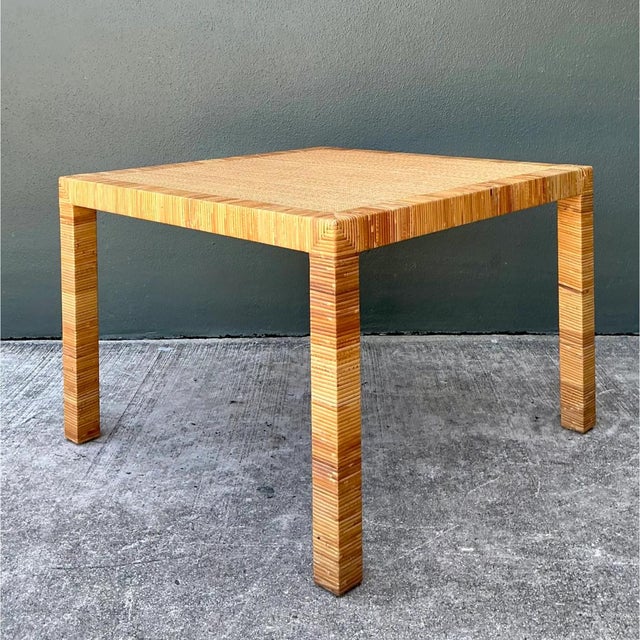 Bielecky Brothers Vintage Bielecky Brothers Rattan Square Side Table For Sale - Image 4 of 12