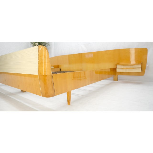 Mid 20th Century Swedish Mid Century Blond Birch King Headboard Bed Night Stands Box Spring NICE! For Sale - Image 5 of 18