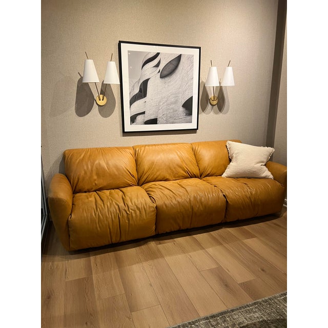 Not Yet Made - Made To Order Drapey Vintage Inspired Leather Sofa For Sale - Image 5 of 6
