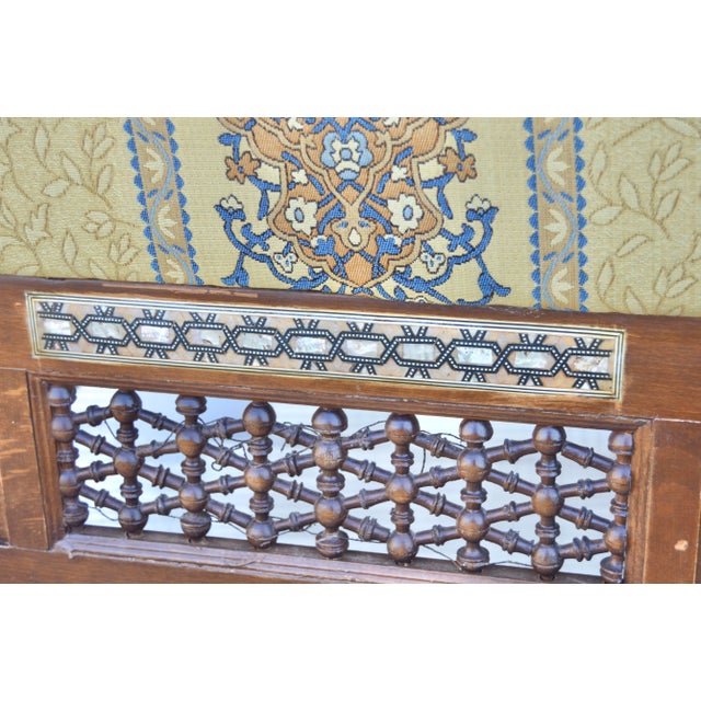 Wood Early 20th-Century Handcrafted Moorish Mother-Of-Pearl Settee For Sale - Image 7 of 10