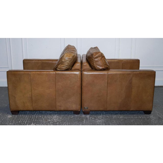 Tan Leather Armchairs by Timothy Oulton Viscount For Sale - Image 5 of 18