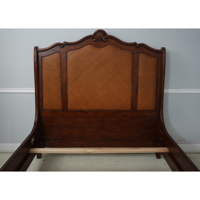 Traditional Harden Cherry & Rattan Queen Size Bed For Sale - Image 3 of 12