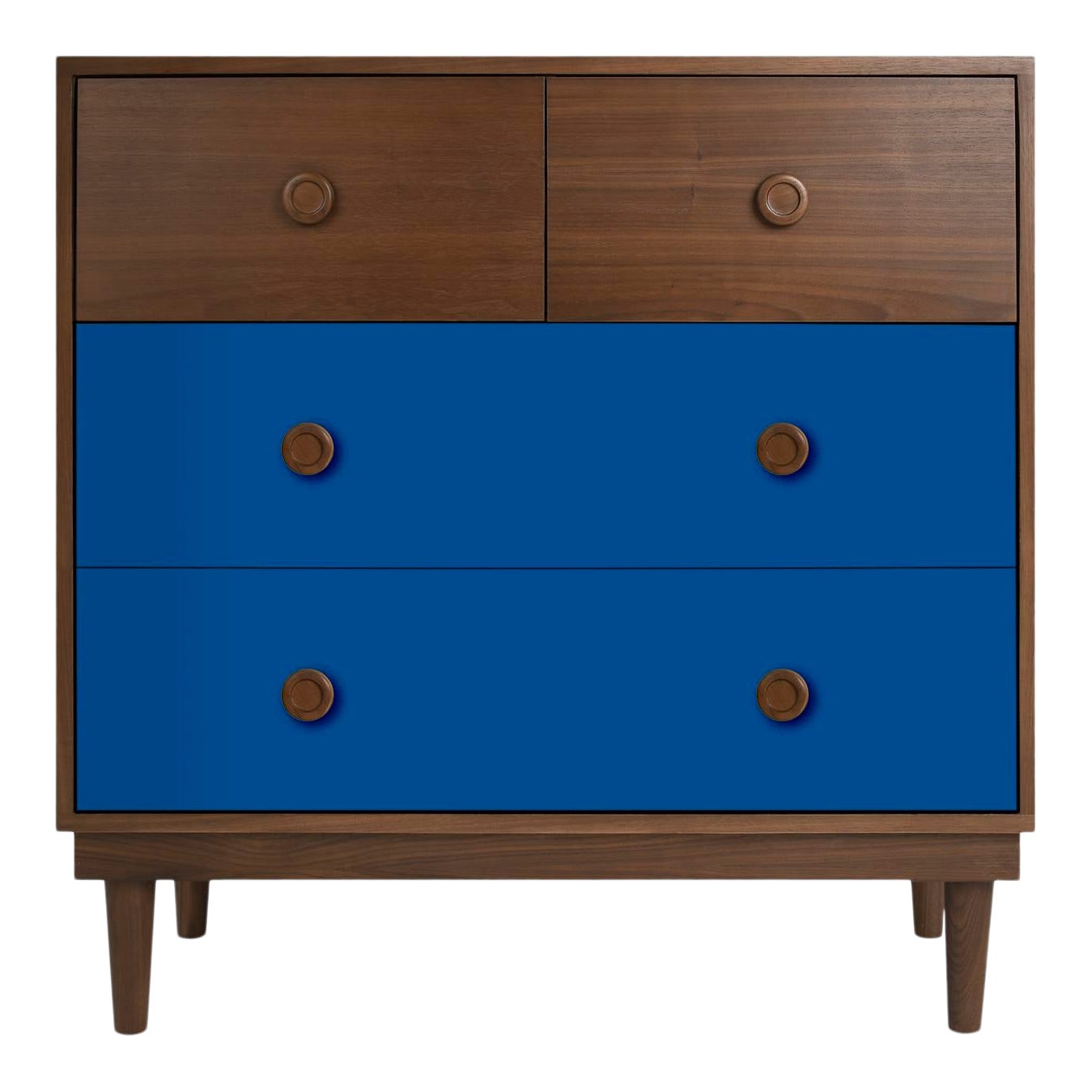 Nico Yeye Luke Modern Kids 4 Drawer Dresser Solid Walnut And Walnut Veneers Pacific Blue Chairish