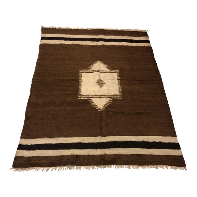 1960s Vintage Handmade Traditional Rug- 4′8″ × 6′1″ For Sale