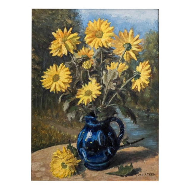 J. Van Steen, Flower Still Life, Oil on Canvas For Sale