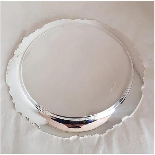 Metal Elizabeth II Sterling Silver Salver from James Dixon & Sons, 1998 For Sale - Image 7 of 18