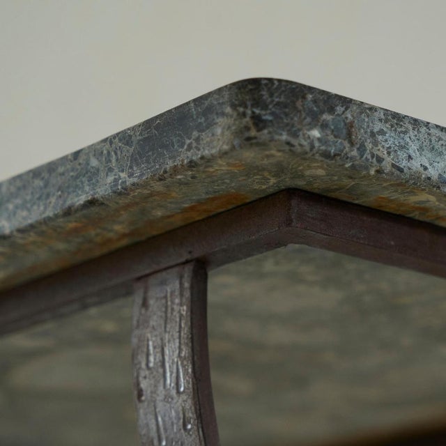 Stone Art Deco Side Table in Wrought Iron and Marble, 1950s For Sale - Image 7 of 12