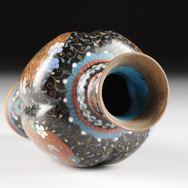 Late 19th Century Pair Late 19th Century Japanese Cloisonne Bud Vases For Sale - Image 5 of 11