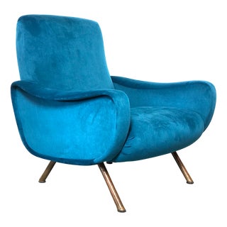 Cobalt Blue Lady Armchair by Marco Zanuso for Arflex, Italy, 1955 For Sale