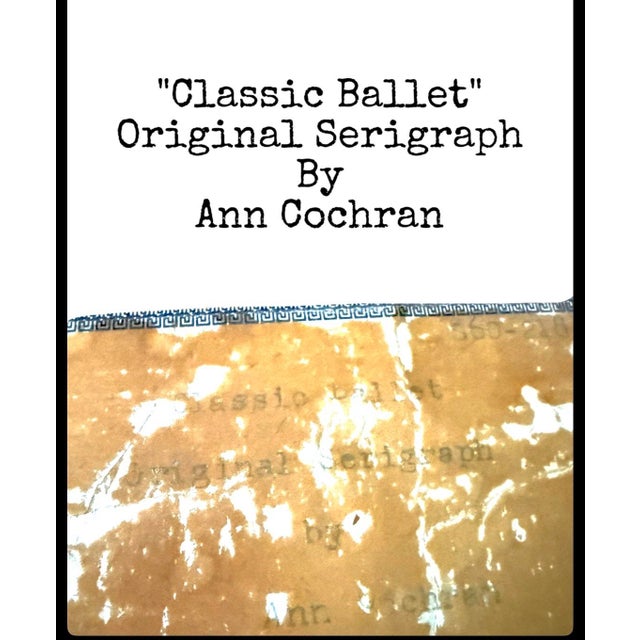 The School of Paris Vintage Ann Cochran Ballerina, Ballet, "Original Serigraph" – Classic Art Series – Large Mid-Century Framed Wall Art For Sale - Image 3 of 10