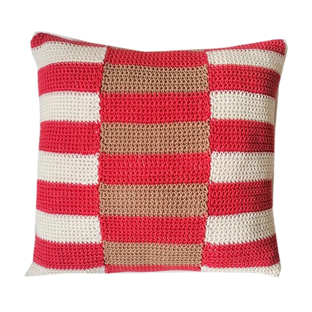 Salmon & Beige Stripes Pillow from Com Raiz For Sale