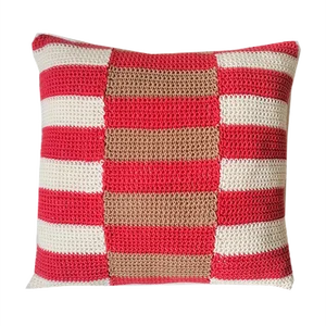 Salmon & Beige Stripes Pillow from Com Raiz