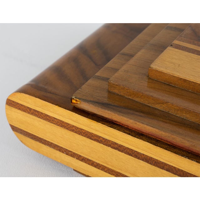 Art Deco Wood Marquetry Geometric Skyscraper Box, circa 1930 For Sale - Image 12 of 12