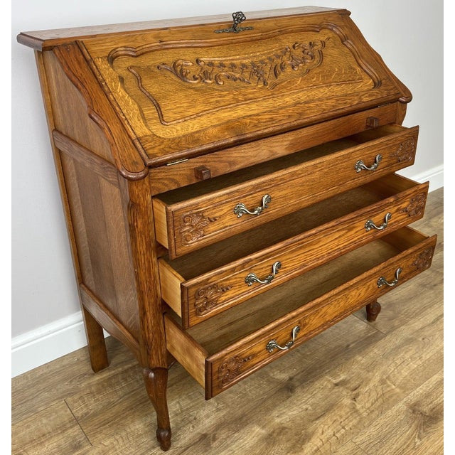 Vintage French Style Secretaire in Oak For Sale - Image 15 of 18
