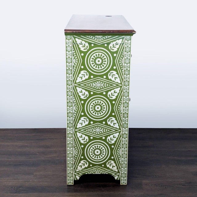 Pottery Barn Green Patterned 3-Drawer Dresser/Desk For Sale In San Francisco - Image 6 of 12