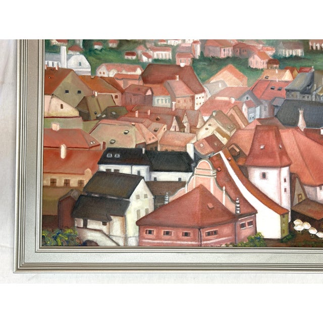 2000 - 2009 Original Signed & Framed Oil Painting by Helene Berger "From the Castle" Czech Republic C2005 For Sale - Image 5 of 18