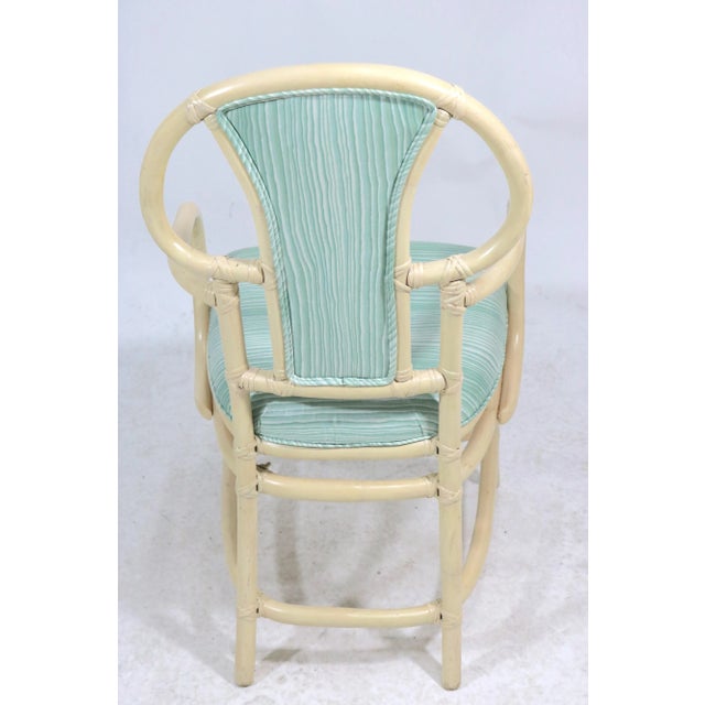 Mid-Century Modern Mid-Century Modern Willow & Reed Rattan Bamboo Armchairs in Brunschwig & Fils Upholstery - a Pair For Sale - Image 3 of 7