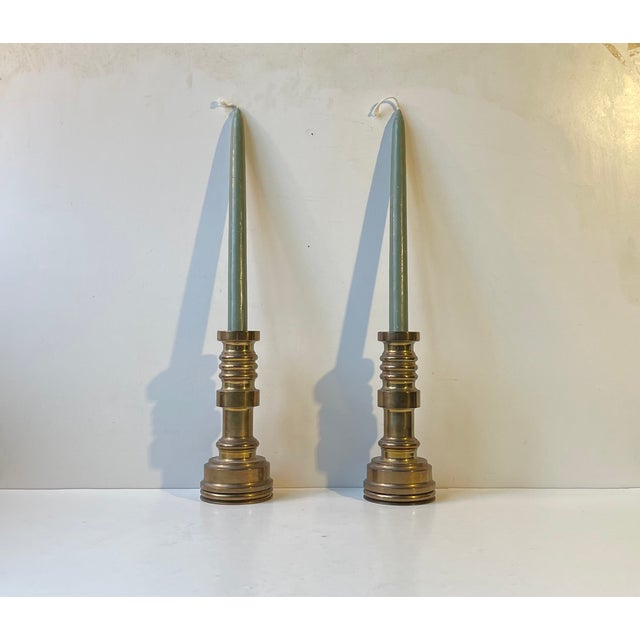 Mid-Century Modern Mid-Century Industrial Candlesticks in Bronze, 1950s, Set of 2 For Sale - Image 3 of 8