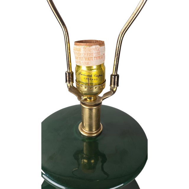 Mid-Century Modern Vintage Mid-Century Modern Frederick Cooper Dark Green Ceramic Table Lamp For Sale - Image 3 of 10