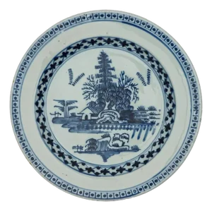 18th Century Lambeth Plate Abigail Griffith Chinoiserie Landscape