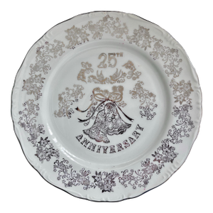 Vintage 25th Anniversary Plate by Norcrest – Silver Wedding Porcelain Plate
