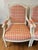 Pair of French Louis XVI Style Fauteuils Upholstered in Imogen Heath Anni Check in Geranium For Sale In San Antonio - Image 6 of 6