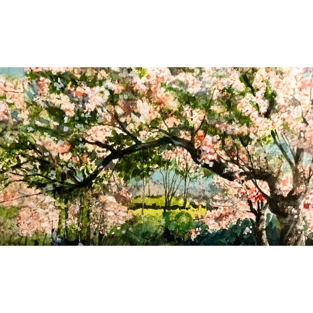 Springtime Apple Trees in bloom a watercolor and gauche painting by Charles T Haight (1904 - 1980) a prominent American...