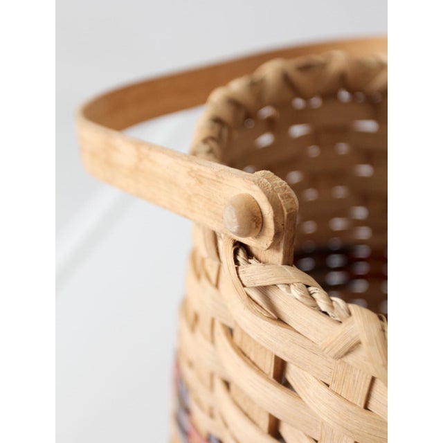 Vintage Woven Splint Basket With Swing Handle For Sale - Image 11 of 13