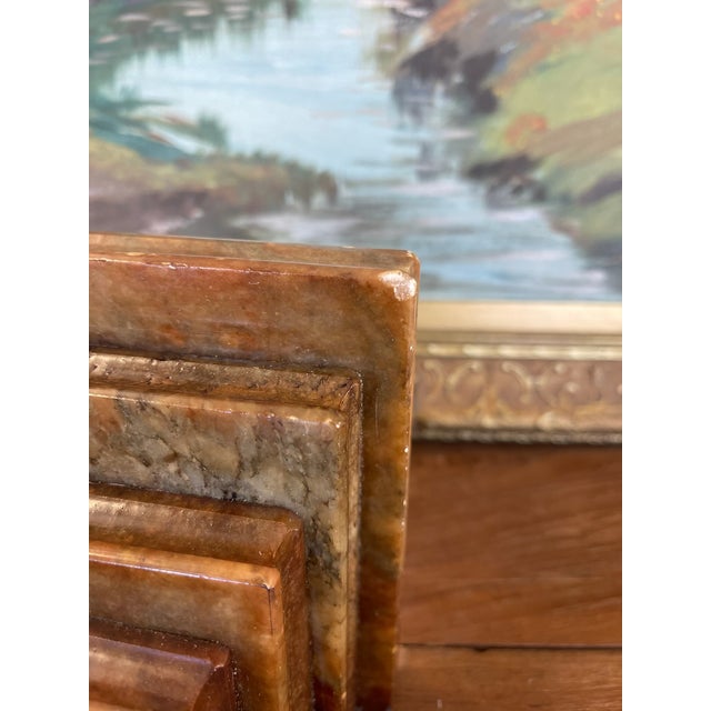 Vintage Polished Likely Onyx Marble Bookend in Graduated Stacked Form.. For Sale - Image 9 of 10