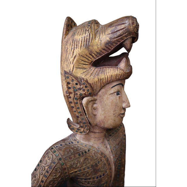 Hand Carved Burmese Court Performer or Nat Statue For Sale - Image 10 of 11