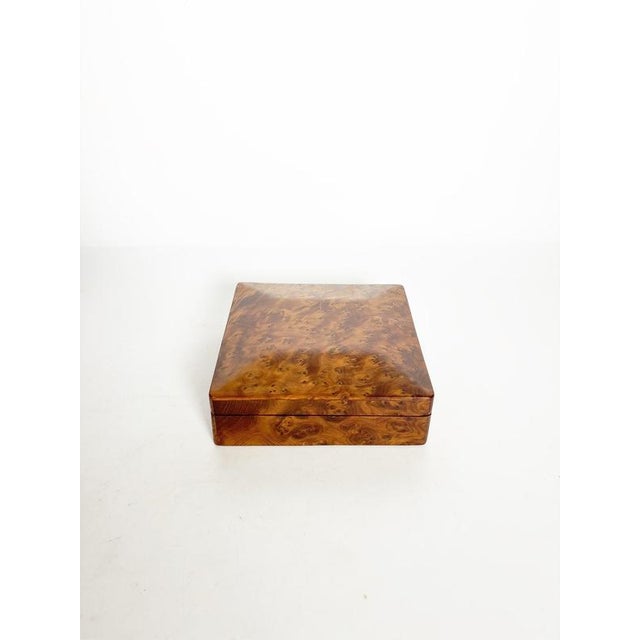 Brown Square Wooden Box, France, 1970s For Sale - Image 8 of 8