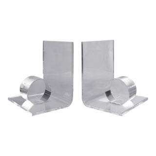 Vintage Postmodern Lucite Geometrical Library Bookends - A Pair For Sale