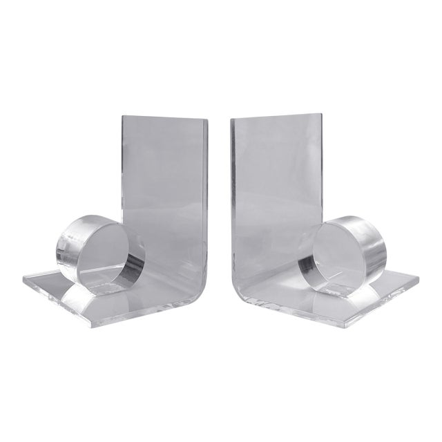 Vintage Postmodern Lucite Geometrical Library Bookends - A Pair For Sale