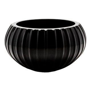 Hand-Blown Murano Modern Bowl Medium in Onyx Black For Sale