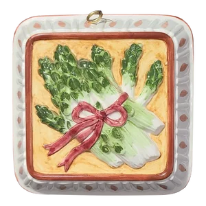 Vintage Porcelain Hand Painted Majolica Asparagus Jello Mold Wall Hanging