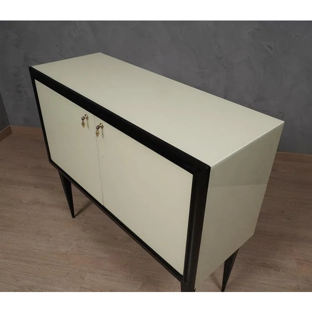 Mid-Century Cream Glass and Brass Dry Bar, 1950s For Sale - Image 6 of 11