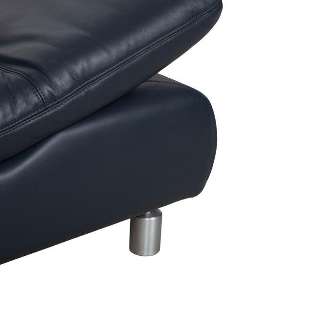 Blue Blue Leather Rivoli Three-Seater Sofa with Manual Function from Koinor For Sale - Image 8 of 18