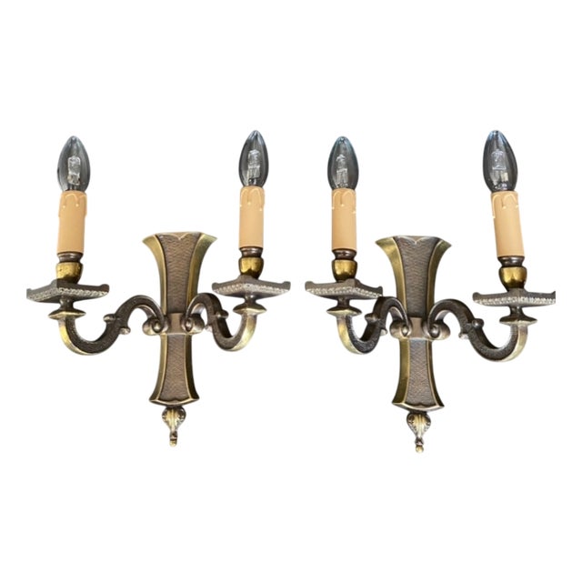 Vintage Bronze Sconces, 1960s, Set of 2 For Sale