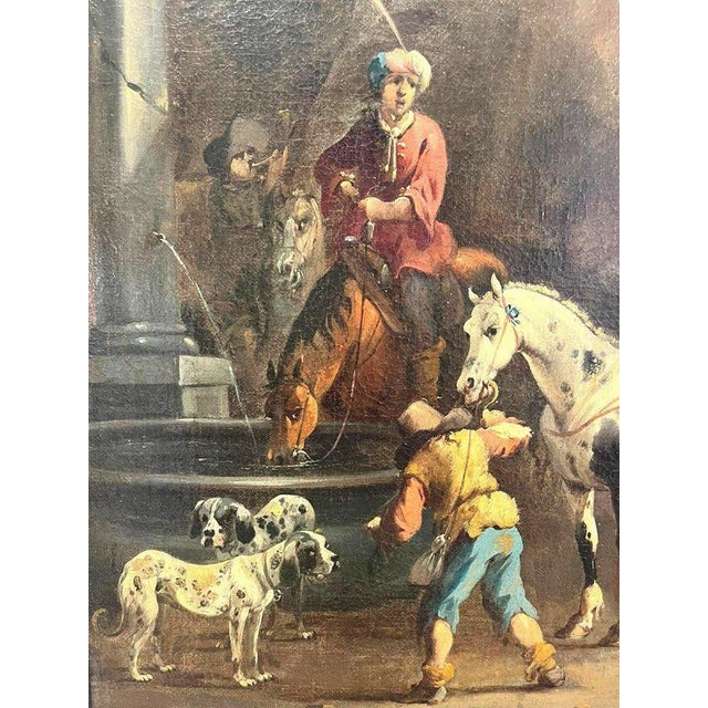 Simon Van Douw, Hunting Outing with Falconer, 1600s, Canvas Artwork, Framed For Sale - Image 5 of 10