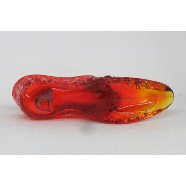 Vintage Fenton Amberina Daisy and Button Glass Slipper Shoe Figurine 4562b For Sale In Miami - Image 6 of 13