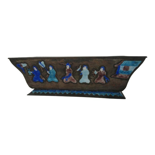 Antique Chinese Enamel Planter Cache Pot For Sale