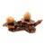 Mid-Century Organic Burl Wood Pedestal Stand & Fine Etched Pyrography Gourds - Set of 3 For Sale