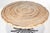 21st century, molded stone top emulating tree round, wrought and hammered black painted iron splayed base, unsigned,...