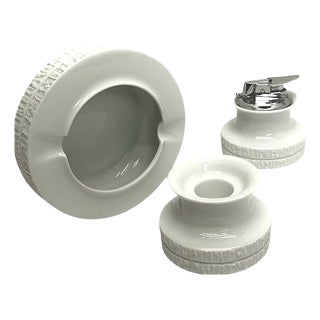 Porcelain Arcta Ashtray Smoking Set with Ronson Lighter from Thomas, Germany, 1960s, Set of 3 For Sale