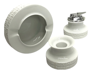 Porcelain Arcta Ashtray Smoking Set with Ronson Lighter from Thomas, Germany, 1960s, Set of 3