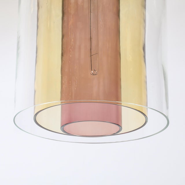 Modernist Hand-Blown Murano Glass Three Tier Dome Form Pendant Chandeliers For Sale - Image 10 of 12