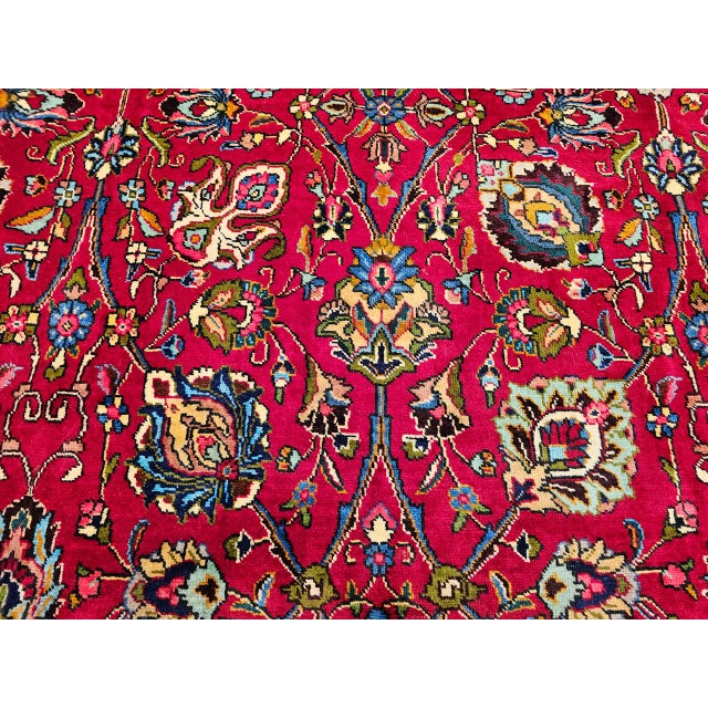 Vintage Tabriz Rug, Hand-Knotted Wool, All Over Geometric Pattern, Red & Navy, 10x13 For Sale - Image 18 of 18