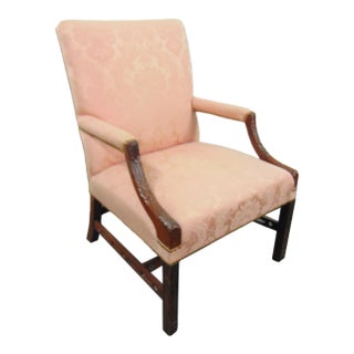 Custom Chippendale Carved Mahogany Library Chair For Sale