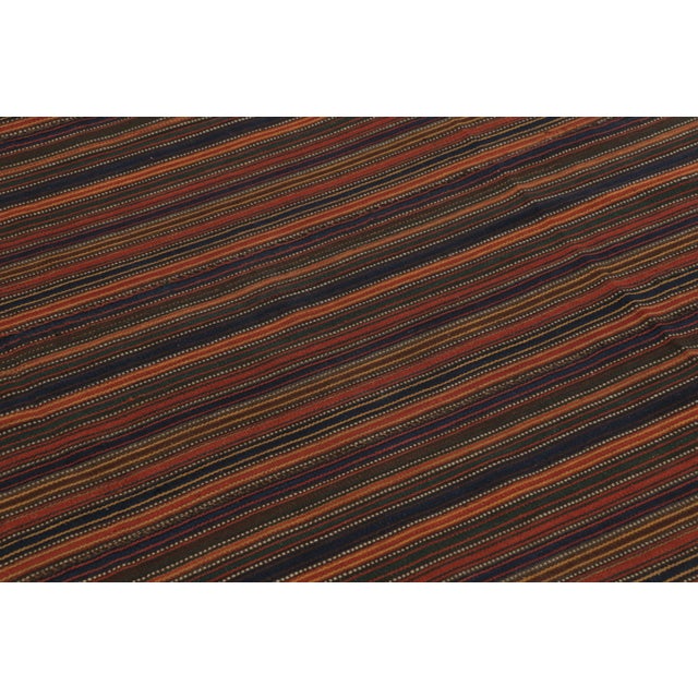 1960s Vintage Palas Bidjar Square Kilim in Brown & Red With Bold Stripes - Rug & Kilim For Sale - Image 5 of 10